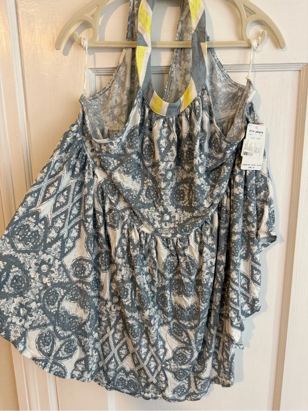 Free People Blue Paisley Halter Tunic Tank